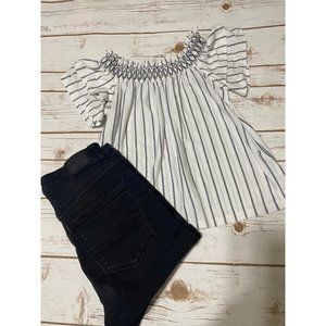 American Eagle Stripe Smocked Crop XS